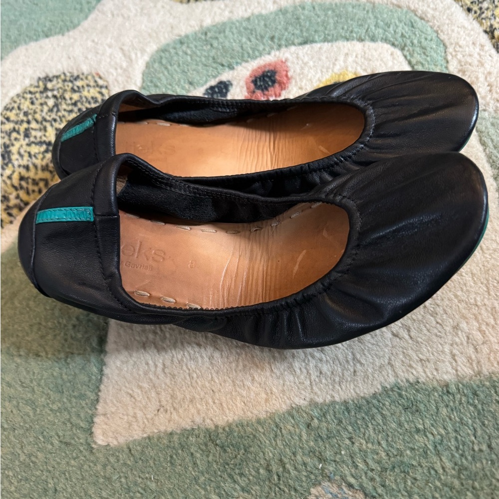 Tieks Black Leather Ballet Flats 8
